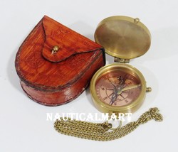 NauticalMart "Go Confidence Poem"  2 inch Solid Brass Compass With Leather Case
