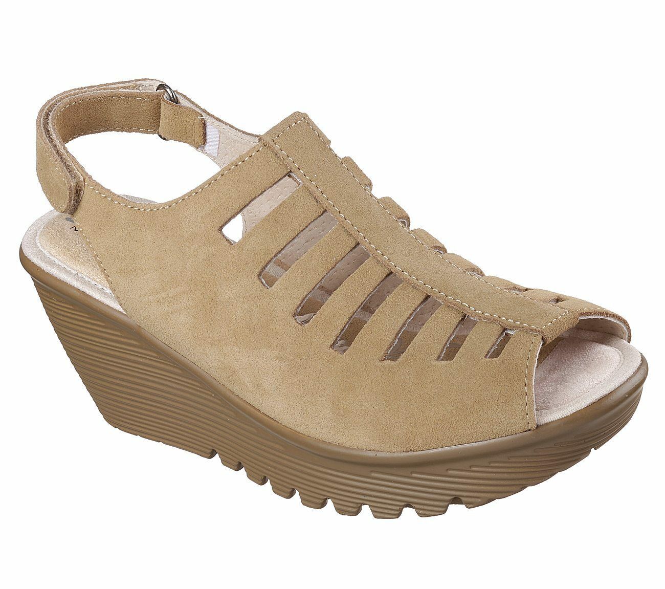 48852 Natural Skechers shoe Women wedge heeled casual comfort sandal