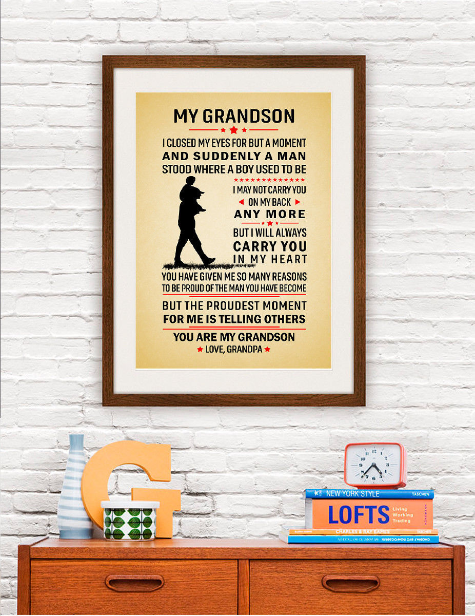 Poster Gift for Grandson from Grandpa I'll Always Carry You in My Heart Poster