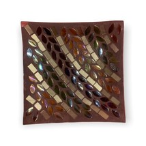 Autumn Inspirations Lyrical Leaves Mosaic Glass Candle Tray Yankee Candl... - $10.88