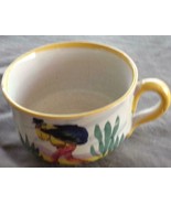 Vintage Hand Crafted Terra Cotta Pottery Coffee Cup - Peru -COLORFUL DESIGN - $16.82
