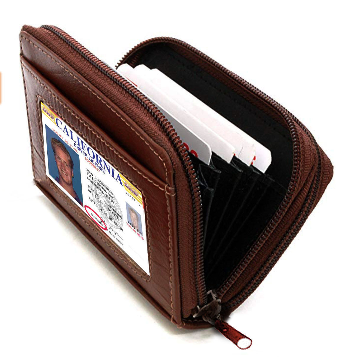 Brown Genuine Leather Accordion Card Insert Wallet for Women Wallets