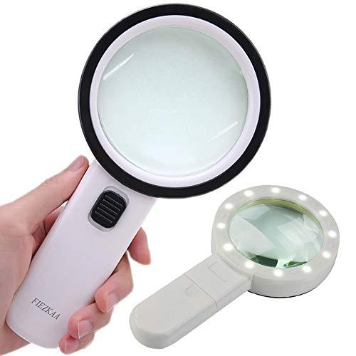30X High Power Handheld Magnifying Glass with Led Light, Double Glass