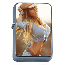 Pin Up Cowgirls D6 Flip Top Oil Lighter Wind Resistant With Case - $14.95