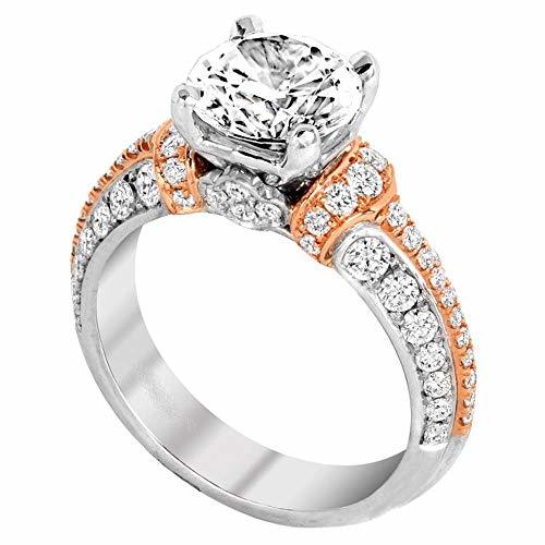 Two-Tone Plated Round Cut Solitaire Engagement Promise Designer Anniversary Ring