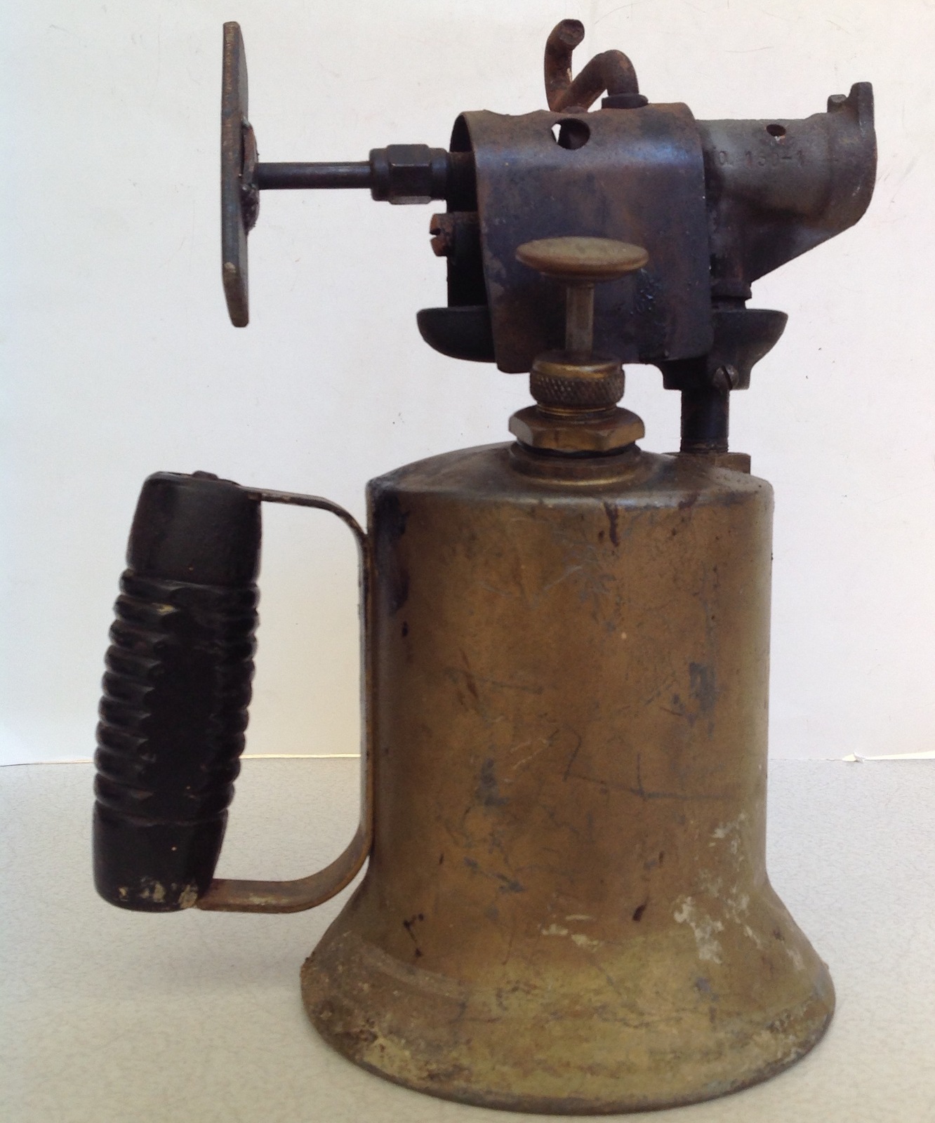 Turner Brass Works Antique Kerosene Blow Torch with Wood Handle