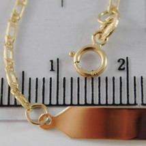 18K YELLOW GOLD KIDS BRACELET 5.90 ENGRAVING PLATE, MINI FLAT LINK MADE IN ITALY image 2