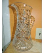 American Brilliant Cut Glass Pitcher 11&quot; antique ABP star diamond flower... - $76.49