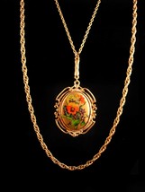 Victorian Cameo Necklace - 24kt gold foil chandelier pendant - vintage r... - $175.00