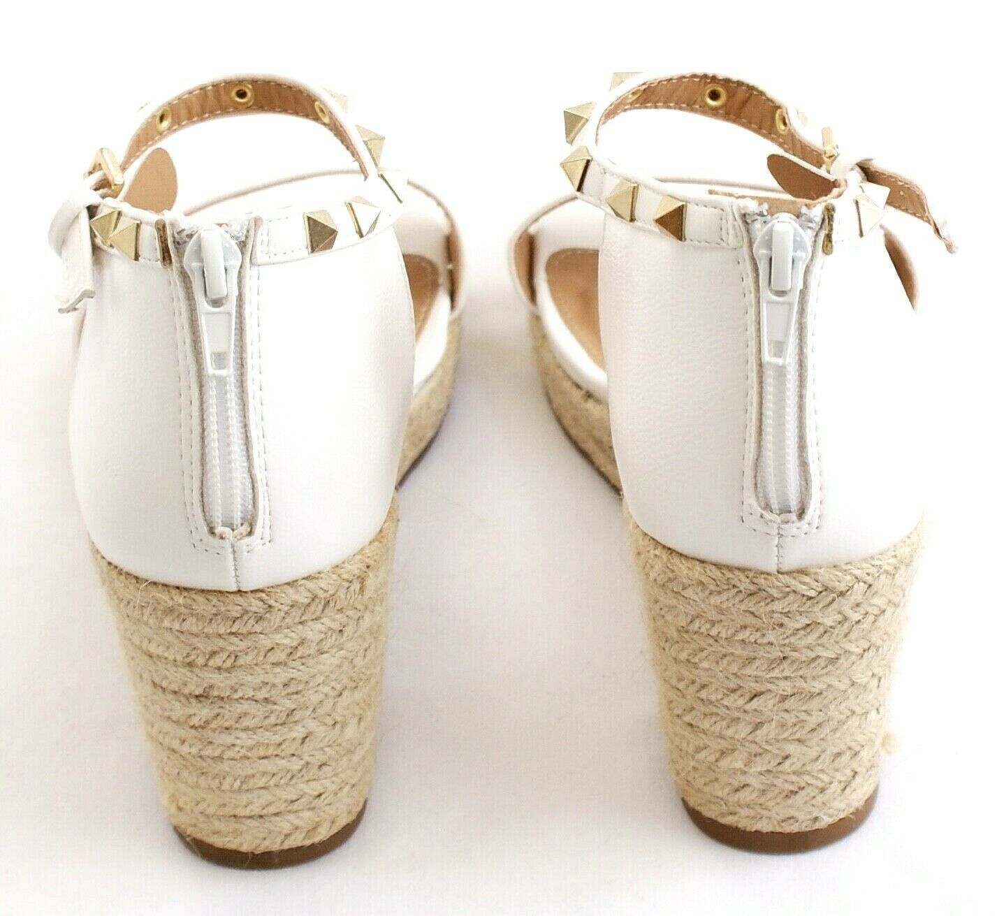 Esprit White Romy Espadrille Wedge Sandal Studded Ankle Strap Shoes ...