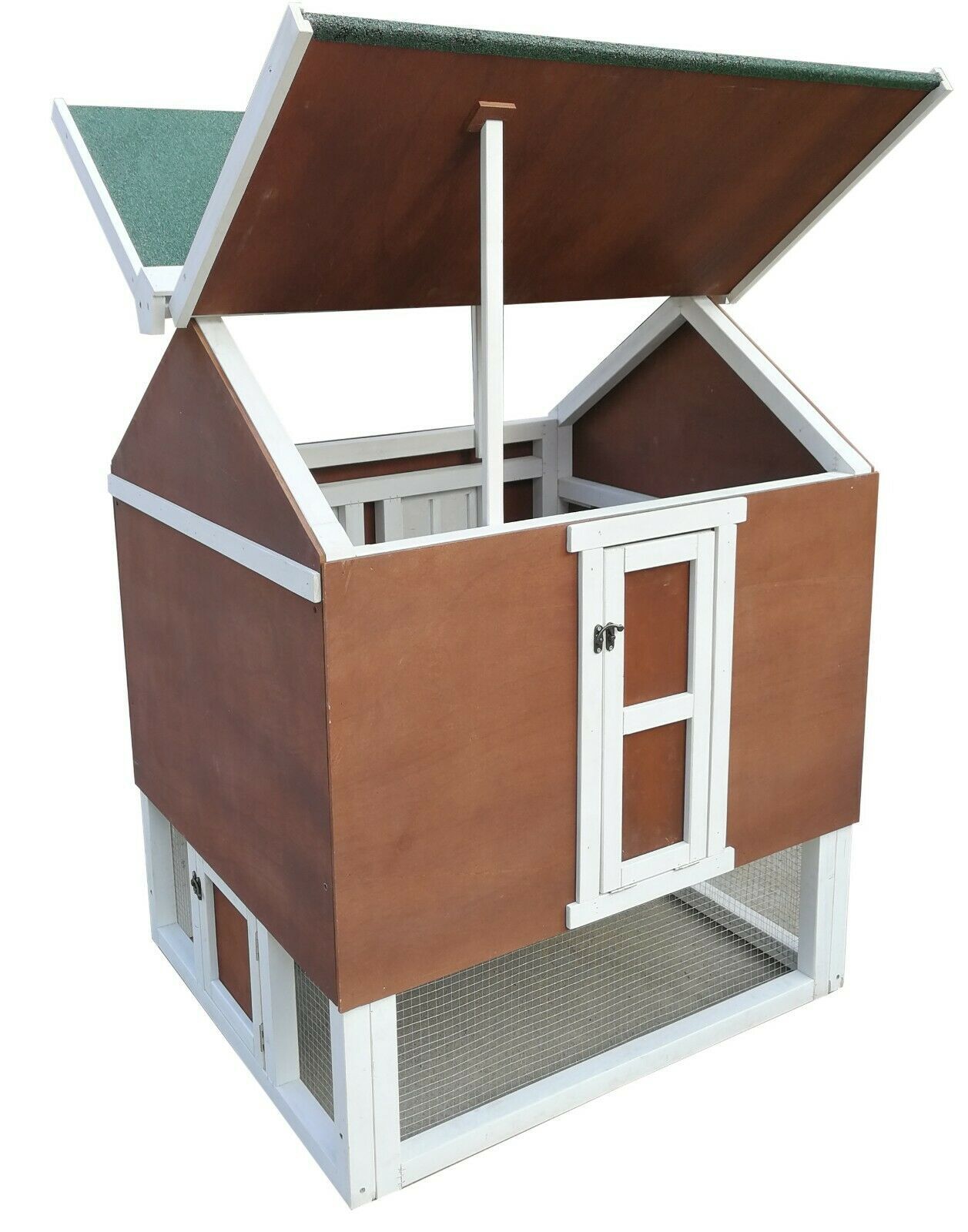 Deluxe Sturdy Wood Frame Plywood Chicken Coop Backyard Hen House 2