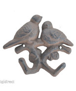Love Birds Double Wall Hook Rust Brown Cast Iron Country Decor 4.375&quot; - $10.00