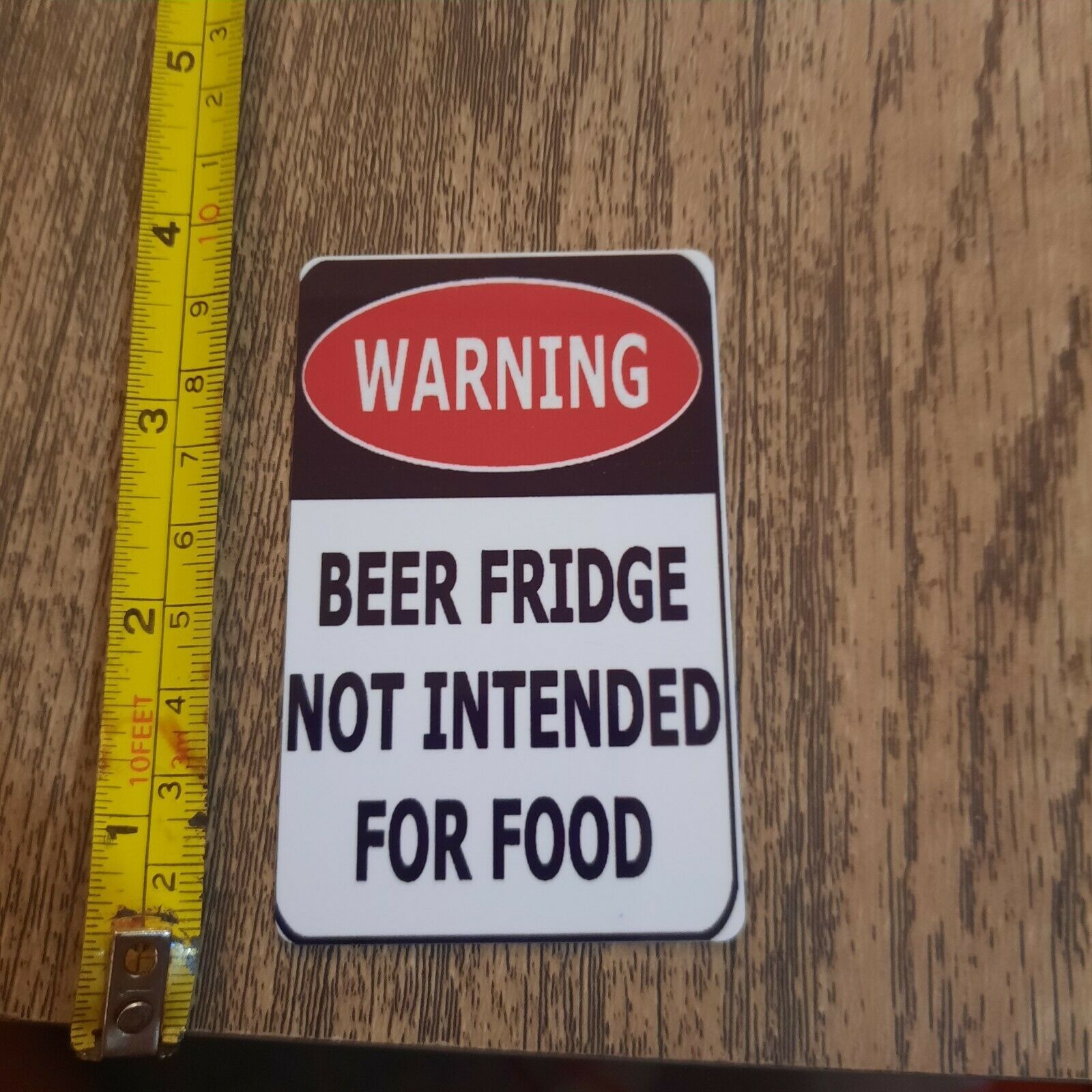 WARNING BEEER FRIDGE NOT INTENDED FOR FOOD 3-3/8 x 2-1/8 Metal Magnet