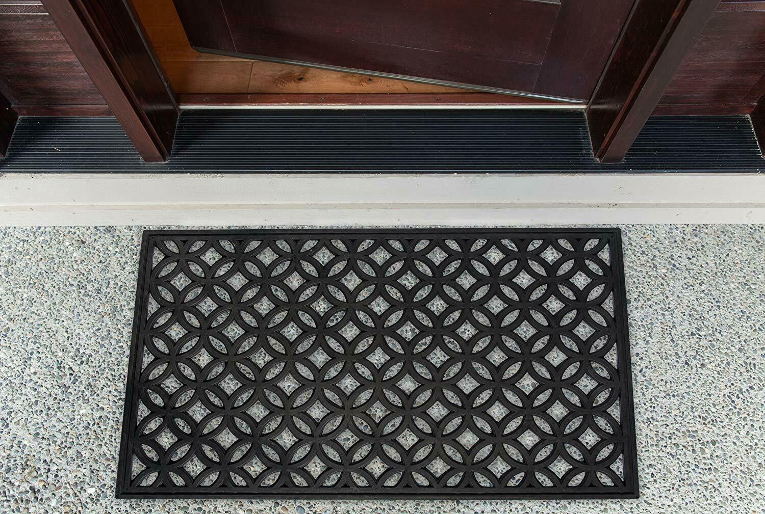 Wrought Iron Look Recycled Rubber Doormat Industrial Decor & Utility