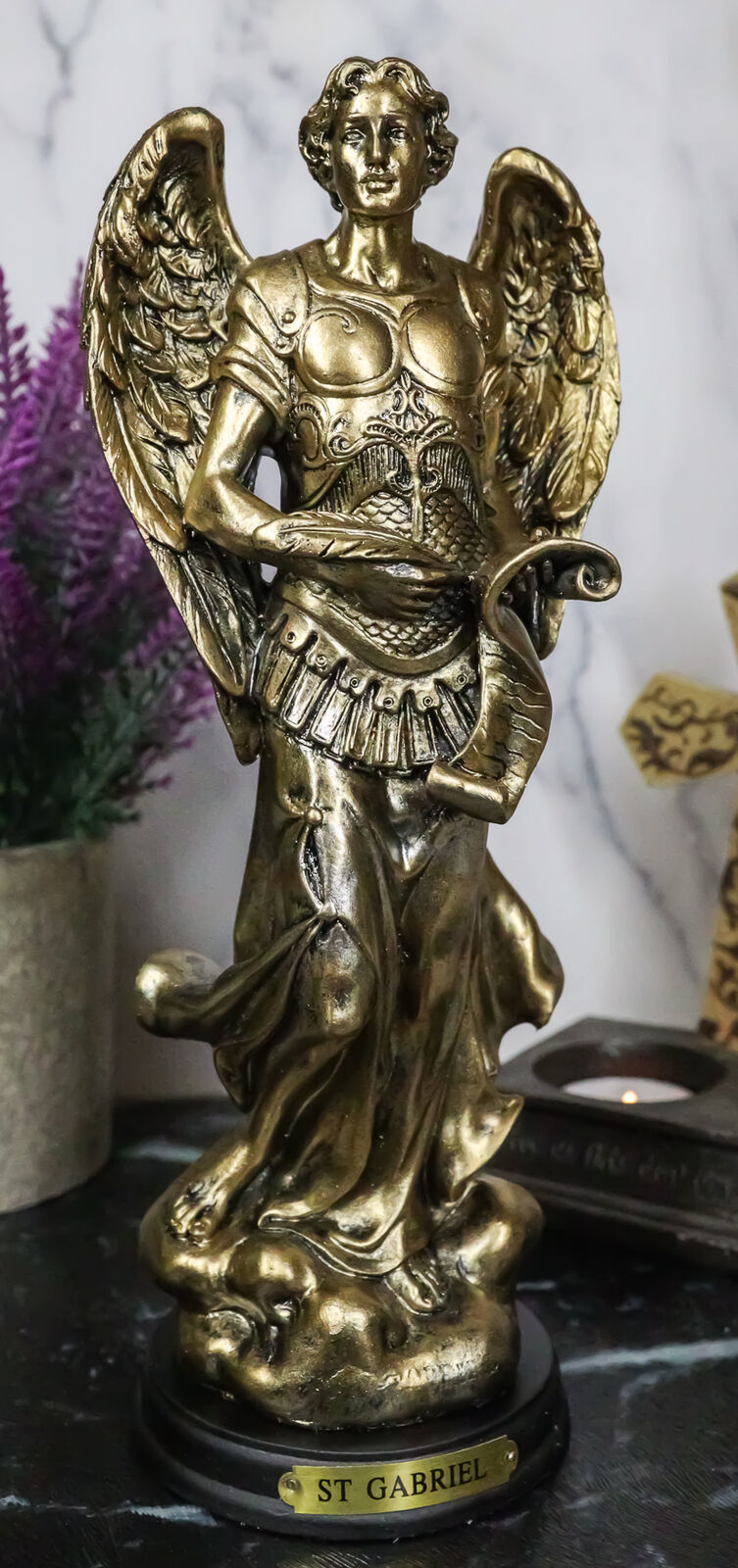 Byzantine Catholic Church Archangel Gabriel With Sacred Scroll Statue 8Tall