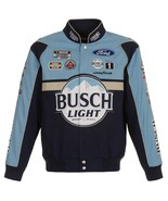  Kevin Harvick JH Design Navy Blue Busch Light  Cotton Uniform Snap Jacket - $169.99