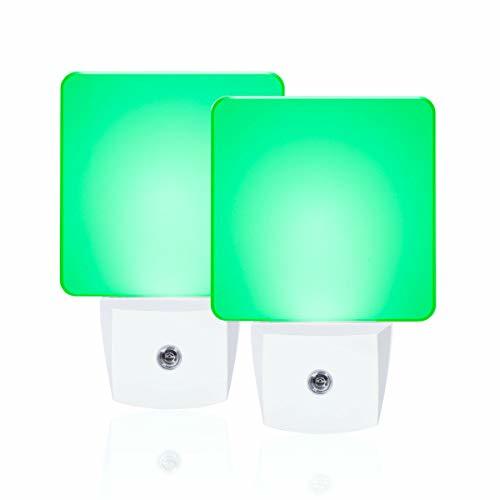 Green Night Light, Plug in LED Nite Lite with Dusk to Dawn Sensor, 2
