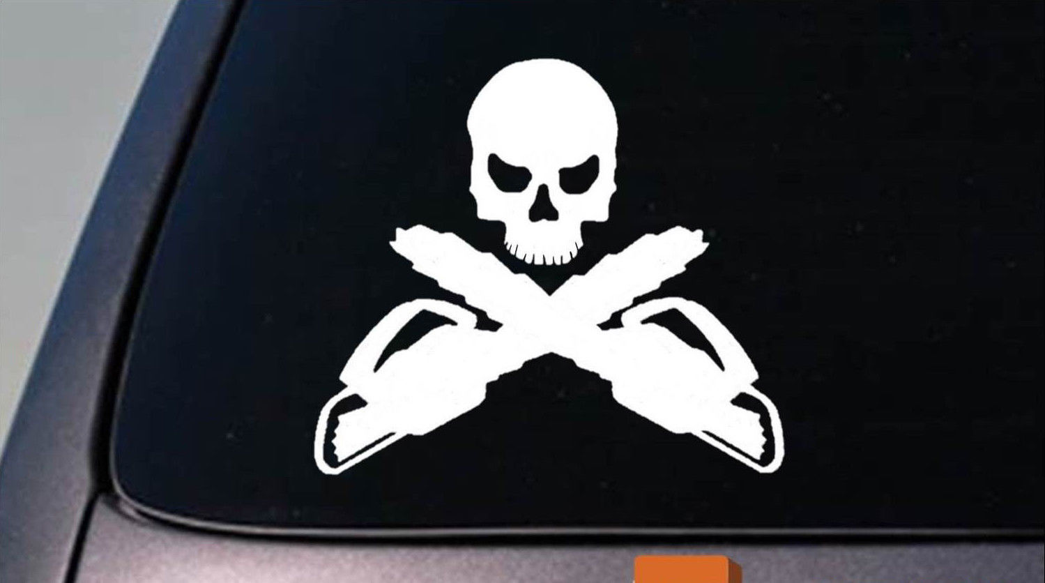 Logger Skull Vinyl Decal Sticker - Chainsaw, Axe, Tree Design For Trucks, Tools & Windows (Oracal Professional Vinyl)