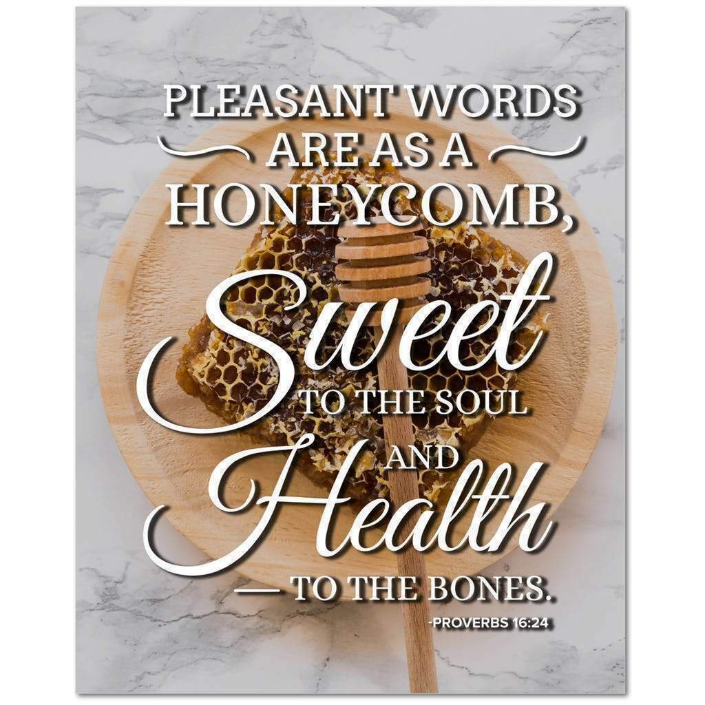 Proverbs 16 24 Bible Verse Message Printed On Ready To Hang Stretched Proverbs 16 24 bible verse message printed on ready to hang stretched