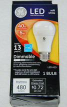 GE LED Dimmable 40W Replacement Light Bulb 6W Soft White A19 NEW - $14.99