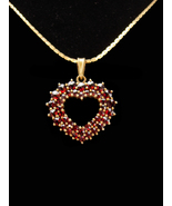 Vintage Bohemian garnet necklace - sweetheart jewelry - victorian heart ... - $135.00