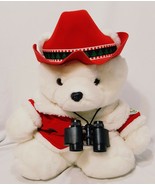 Santabear 1995 White Teddy Christmas 17&quot; Plush Stuffed Animal Dayton Hud... - $35.59