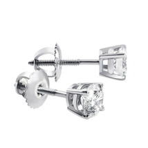 14K White Gold 1.10 Carat Round Cut Diamond Stud F-g/Vs2 Earrings - $1,810.71