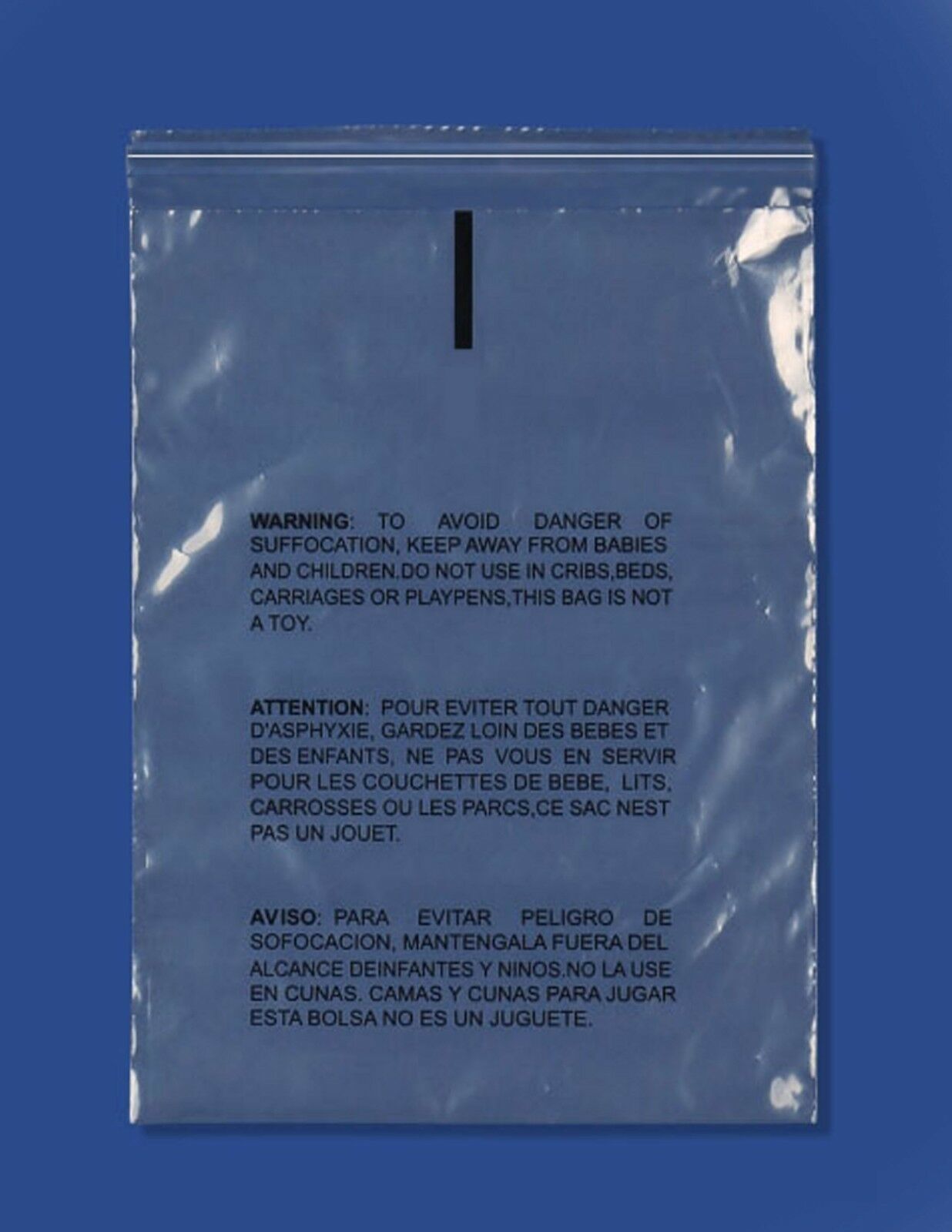 Resealable Self Adhesive Poly Bags with Suffocation Warning 5" x 7