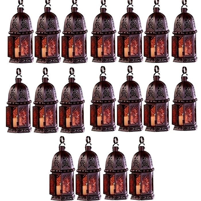 8 large amber 19" tall Moroccan Candle holder Lantern wedding table centerpiece