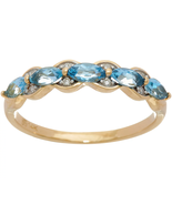 Marquise Santa Maria Aquamarine Band Ring, 14K Yellow Gold sz9 - $411.39