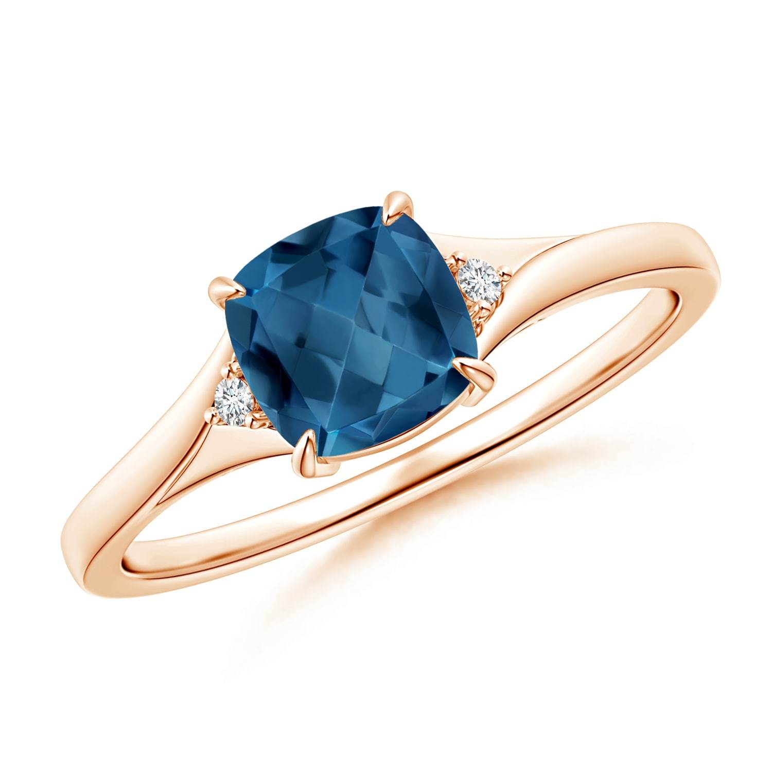 1.1tcw Cushion Cut London Blue Topaz Diamond Ring 14k Gold/Platinum ...