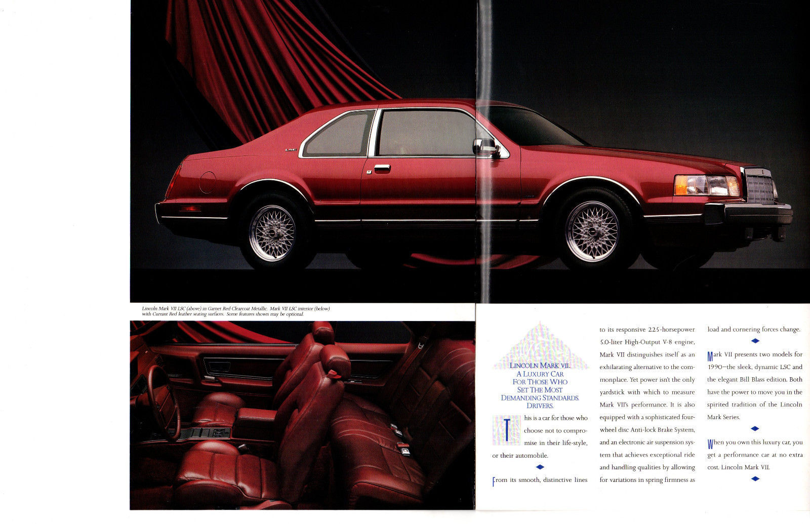 1990 Lincoln Mark Vii Bill Blass Lsc Deluxe Dealer Sales