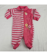 Carter&#39;s Little Ladybug Pink Baby Girl Layette Romper Terry Stripe Flower - $24.74