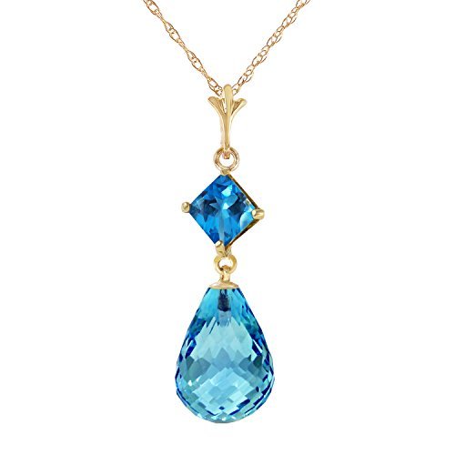 Galaxy Gold GG 5.5 Carat 14k 24 Solid Gold Necklace with Natural Blue Topaz Pen