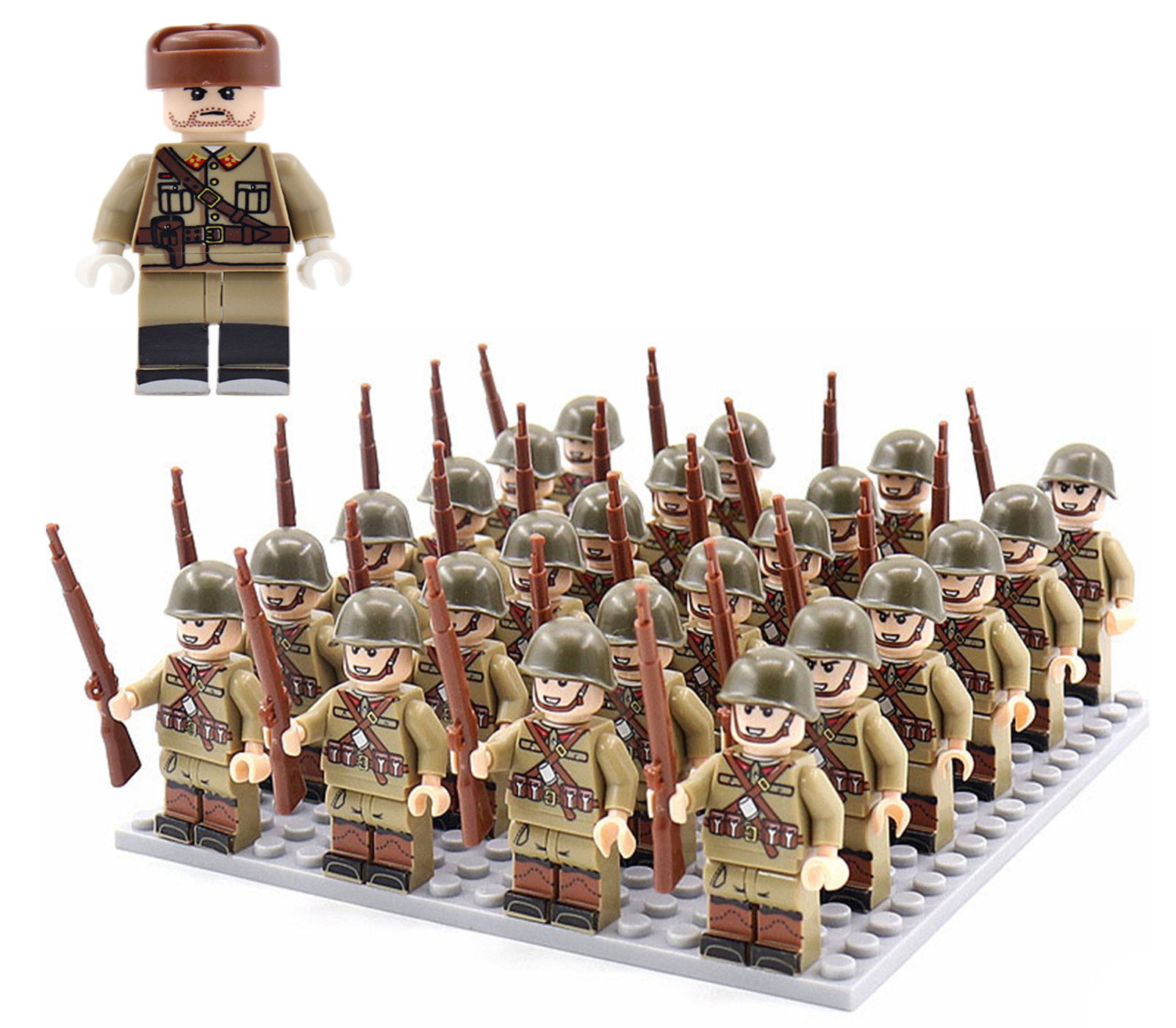 WW2 Military Soviet Union Red Soliders Army set 25 Minifigures Lot ...