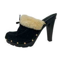 Michael Kors slip on mules shoes leather fur heel size 7.5M - £19.71 GBP