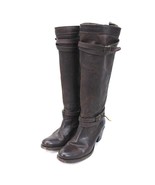 Frye Boots Womens Jane Strappy Knee Tall Brown Oiled Heels Sz 7B EUC - $196.94