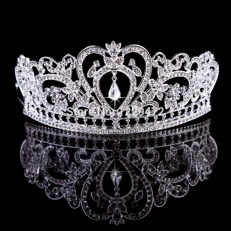TREAZY Huge Crystal Tiara Baroque Crown Bridal Hair Accessories For Wedding Quin