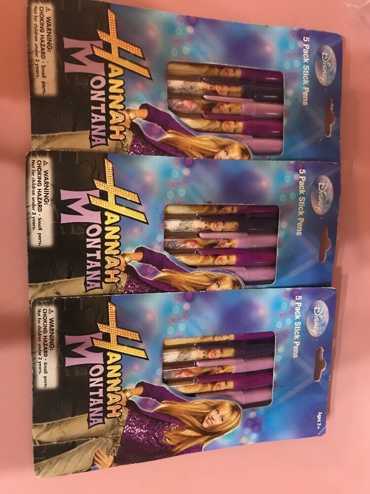 Disney Hannah Montana Office Supplies 5 Pack Pens 3 prints Ships N 24h