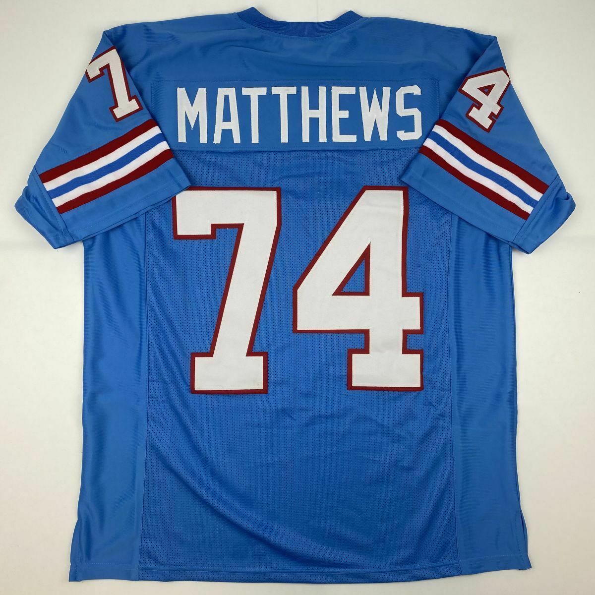 New BRUCE MATTHEWS Houston Blue Custom Stitched Football Jersey Size
