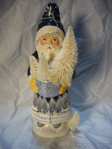 Vaillancourt Folk Art Blue Santa with Silver Bowl & Winter Scene New Signed  image 1