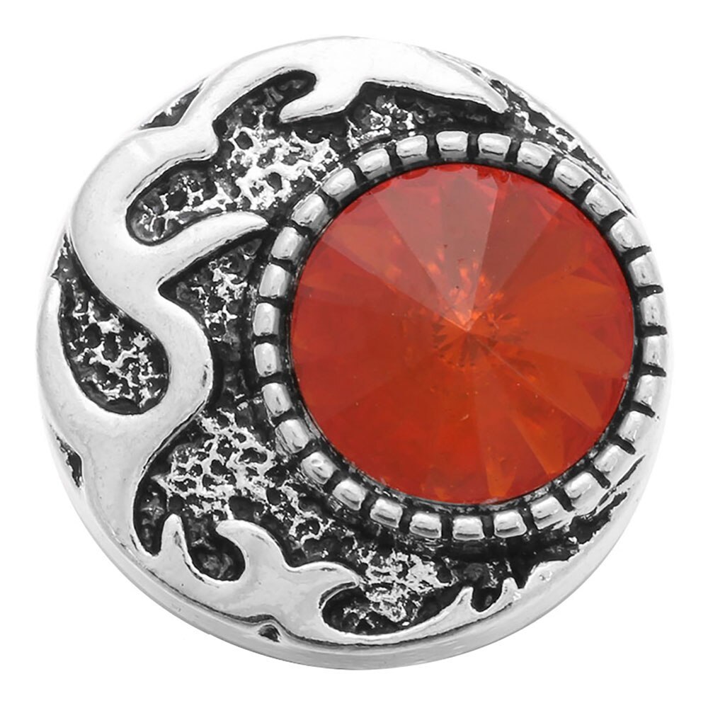5pcs/lot Wholesale Snap Button Jewelry Charms Vintage Metal Red Crystal Rhinesto