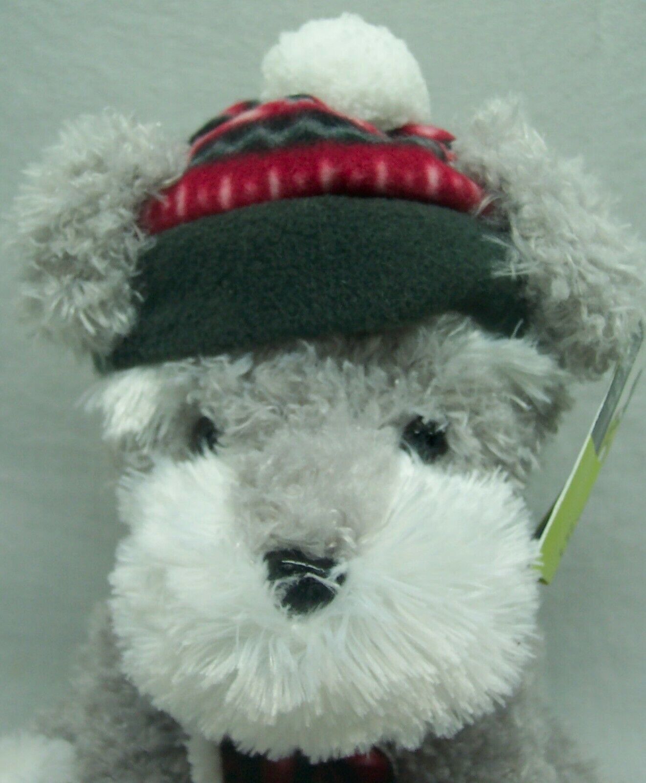 SOFT GRAY & WHITE PUPPY DOG IN HAT & SCARF 12" Plush STUFFED ANIMAL NEW
