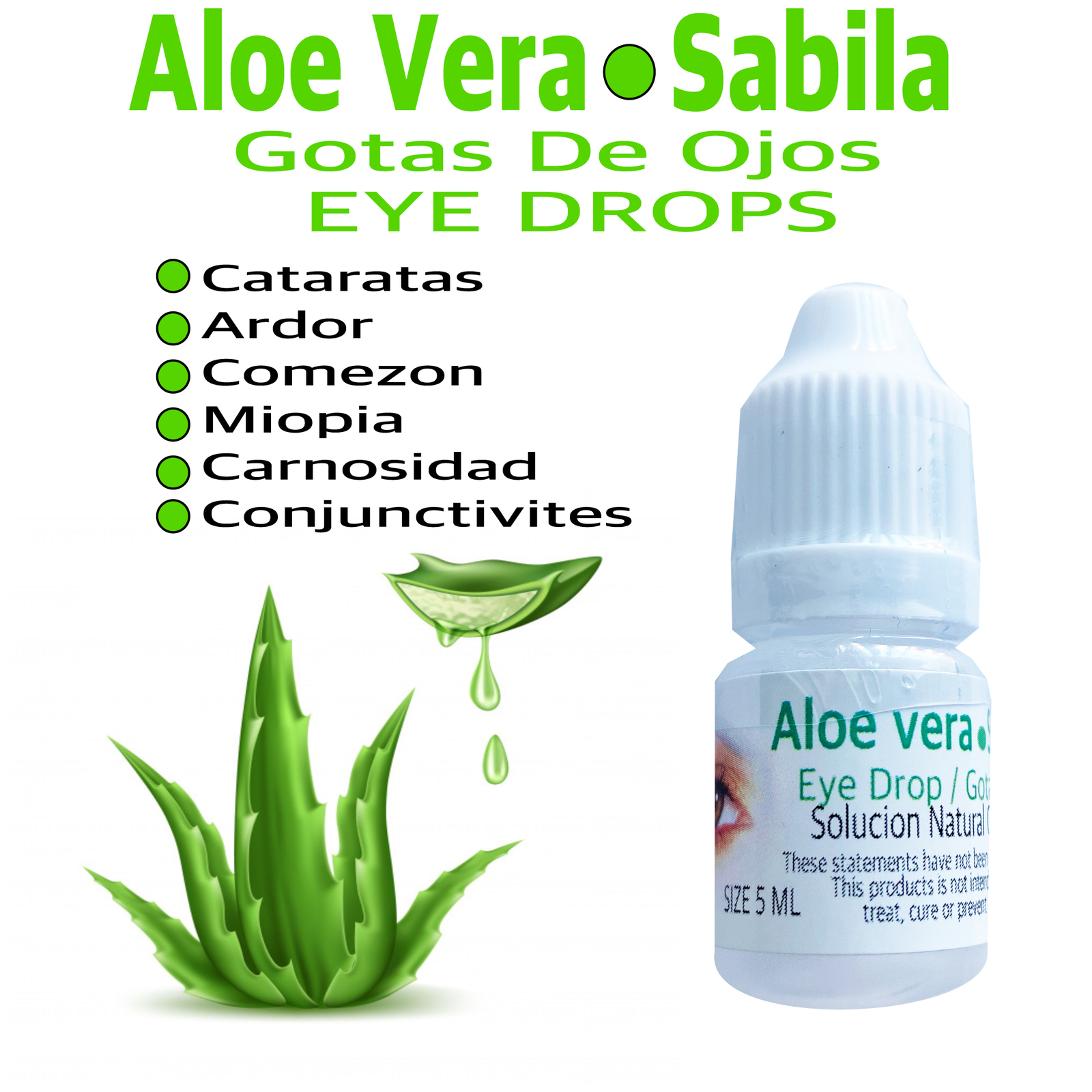 ALOE VERA EYE DROPS Dry/ Burning Eyes /Gotas para Ojos de Sabila CASA