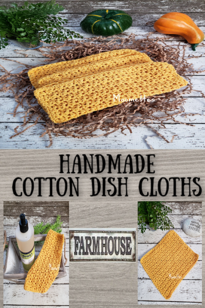 Handmade Dish Cloths Sunflower Yellow Crochet Kitchen Dishcloth Set of