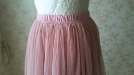 DUSTY PINK Tulle Midi Skirt Women High Waist Tutu Midi Party Skirt Plus Size image 7