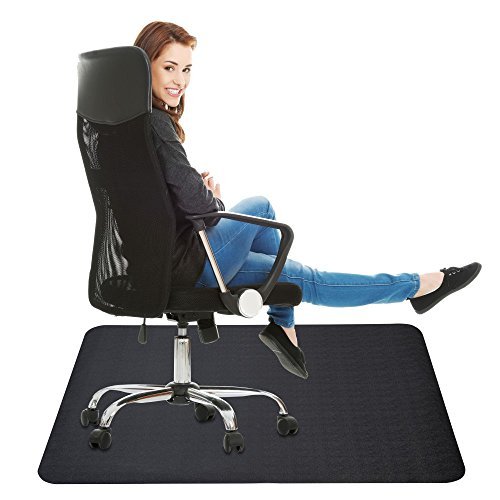 Black Chair Mat for Hard Floor 35x47 inches Straight Edge Rectangular Thick & S Floor Mats