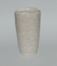 Gray Geometric design Travel Coffee Mug with Lid Stoneware Insulated  - $9.90