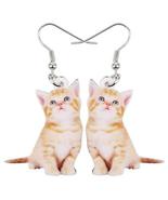 Acrylic Cartoon Cute Cat Kitten Earrings Big Long Dangle Drop Fashion An... - $24.00
