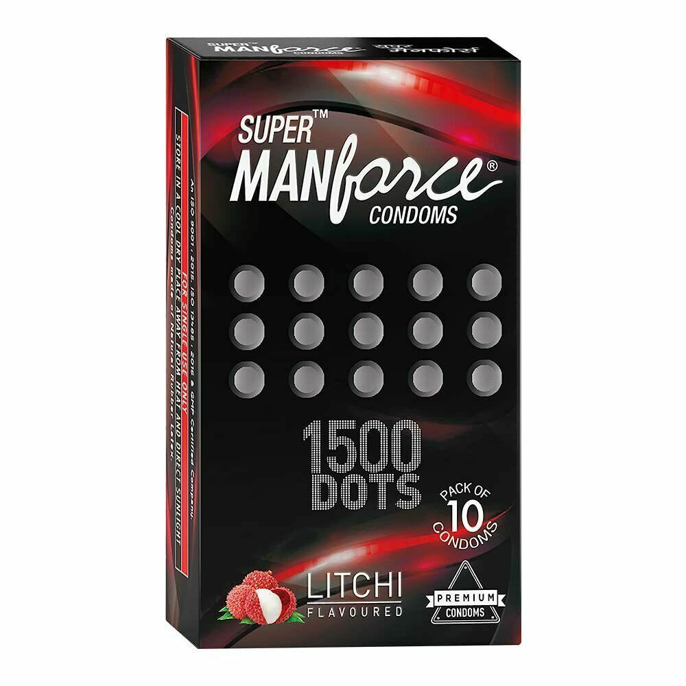 Manforce Extra Dotted Litchi Flavoured Condoms - 10 Pieces (Pack of 1)